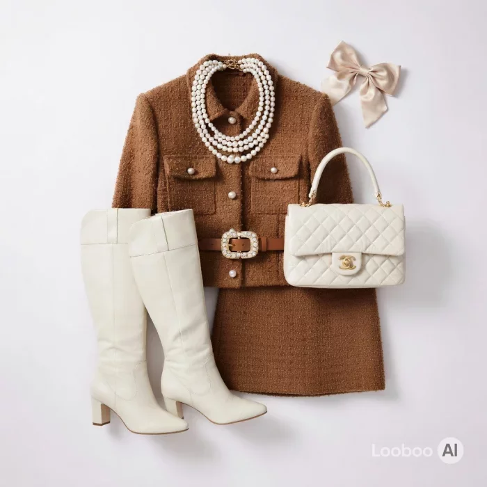 Elegant Brown Tweed Set