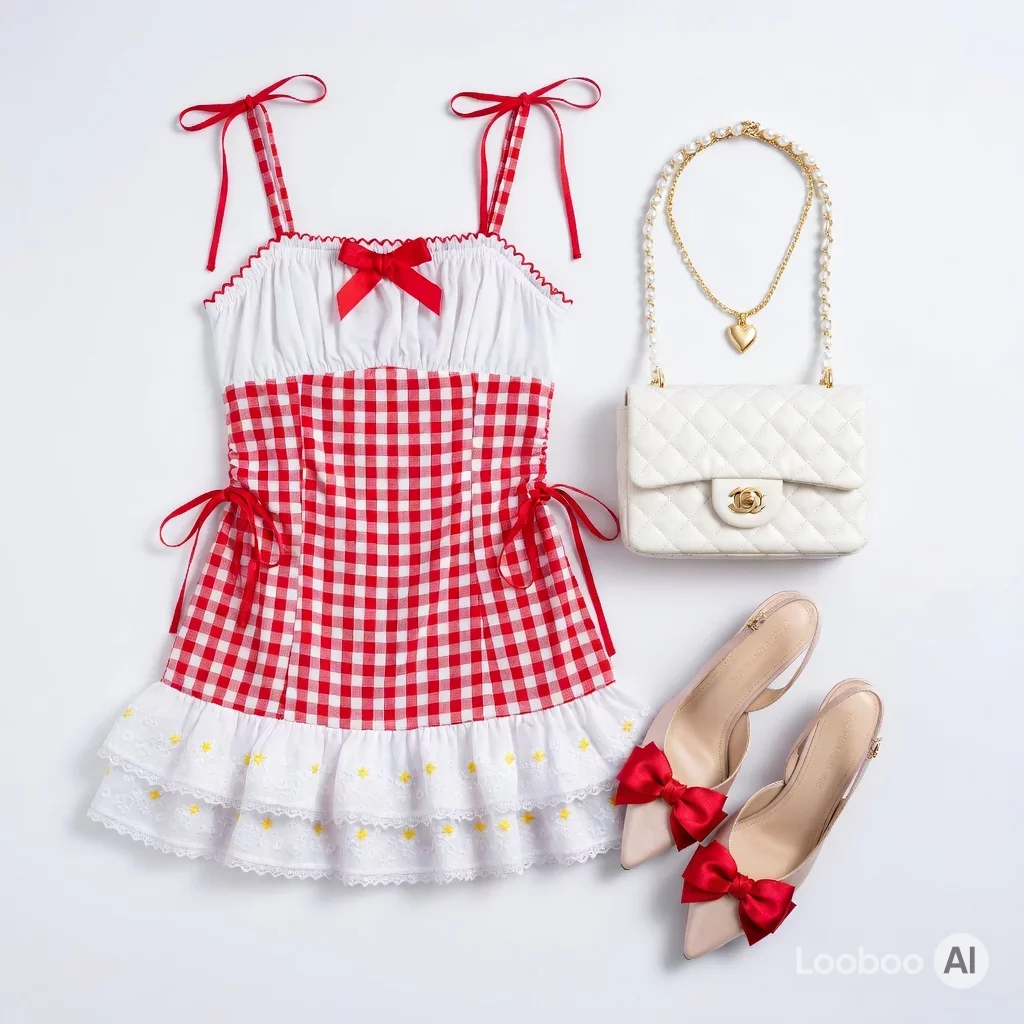 Look de Piquenique Coquette com Gingham Berry Sweet 🍓🎀