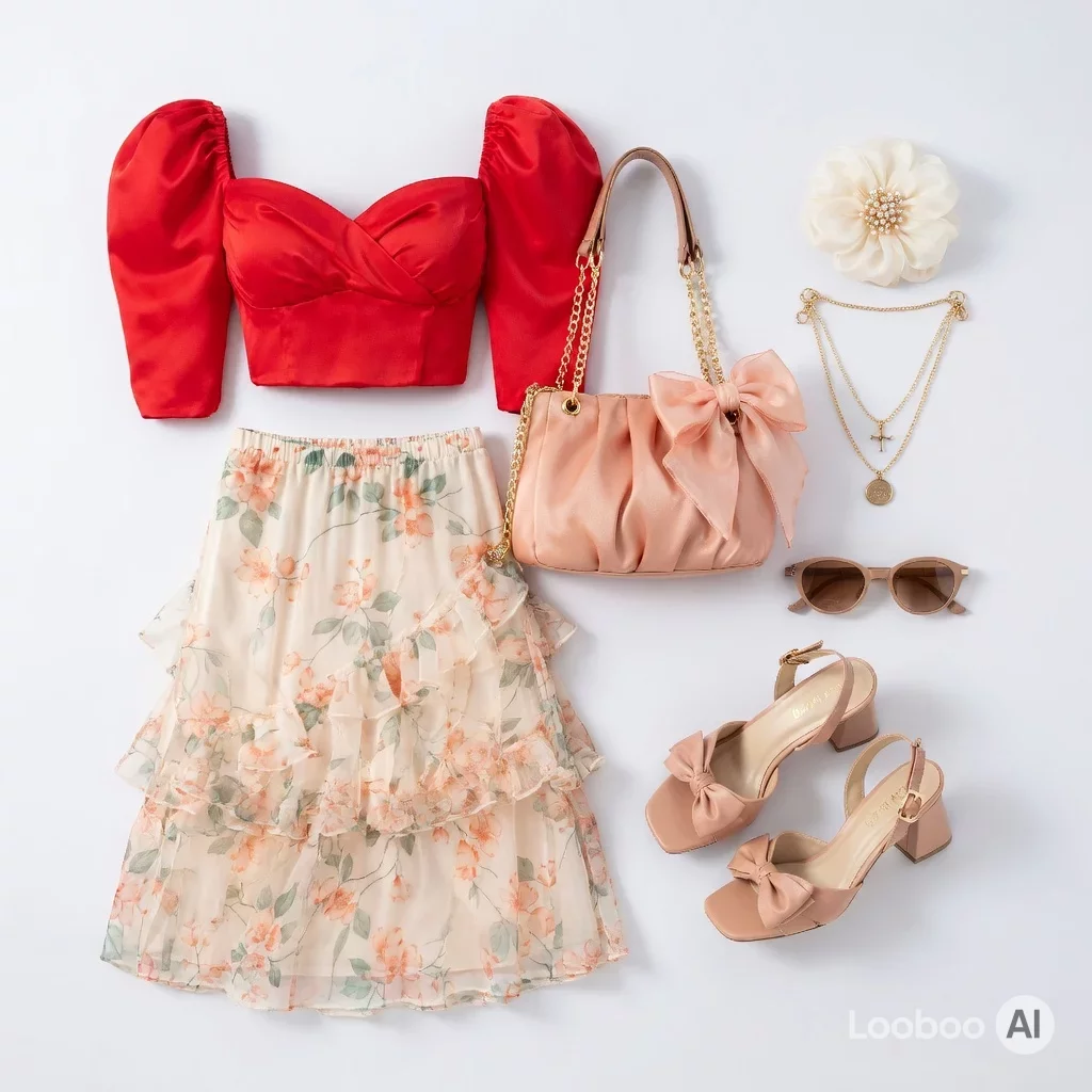 Peach Petals & Puff Sleeves Romance 🌸