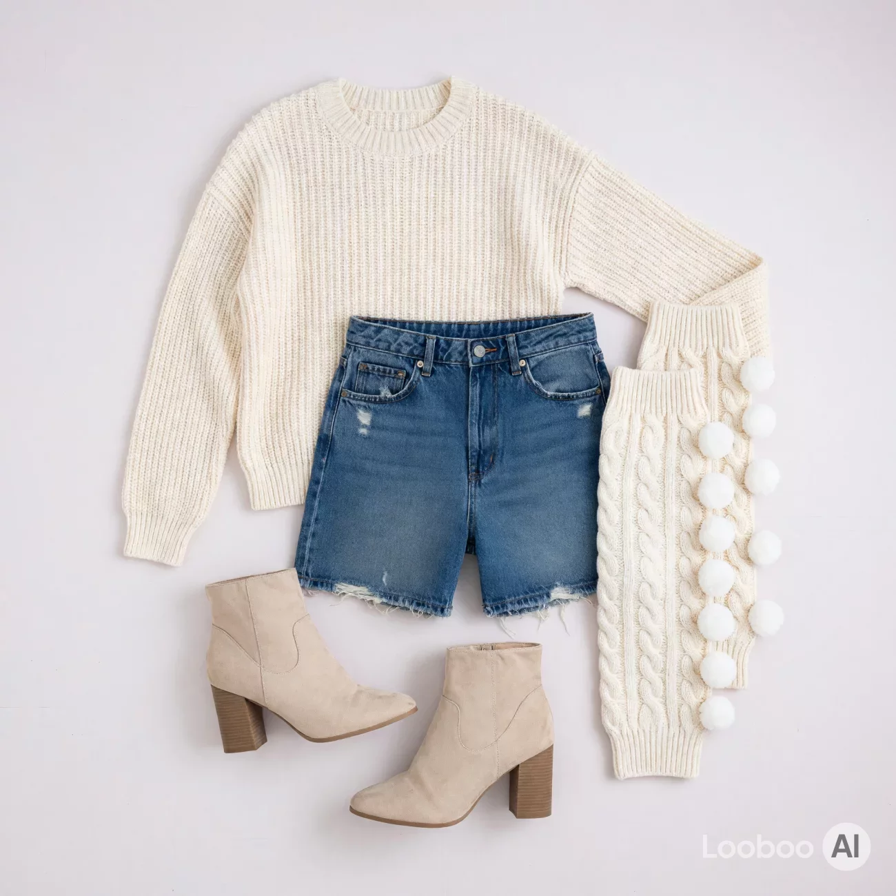 Cozy Cream Knit Sweater Ensemble 20