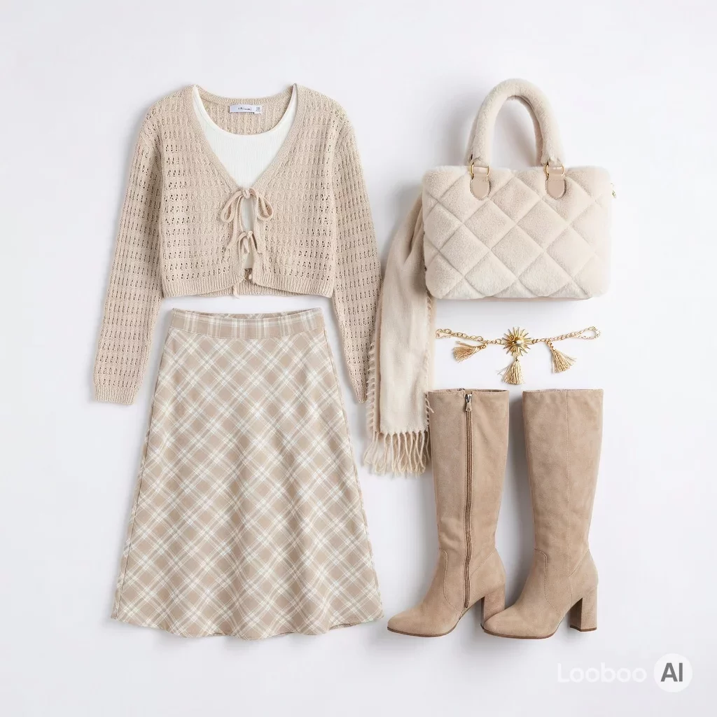 Soft Beige Plaid Reverie