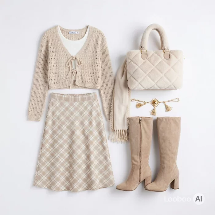 Soft Beige Plaid Reverie