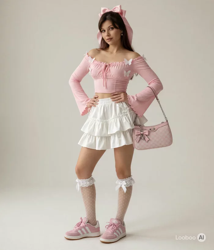 Look coquette rose papillon 40