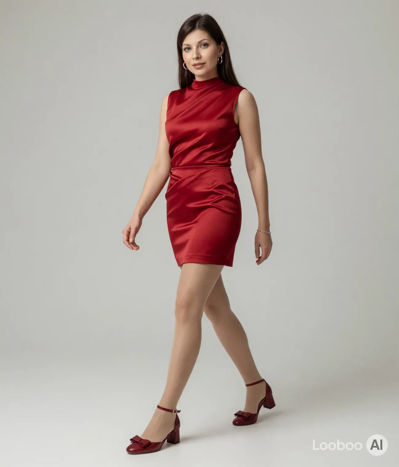 Red Satin Mini Dress 110