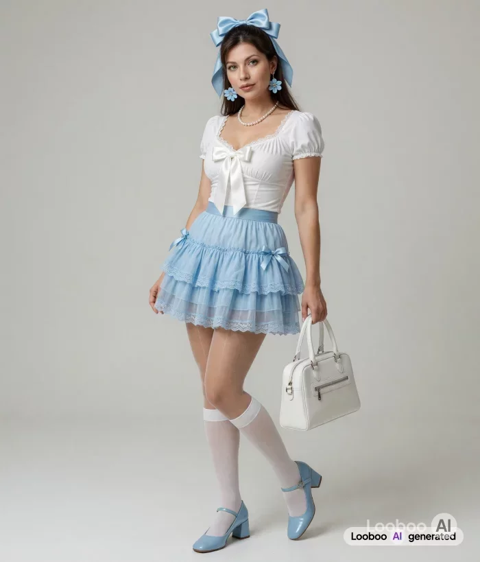 몽환적인 코켓 블루 보우 앙상블 20