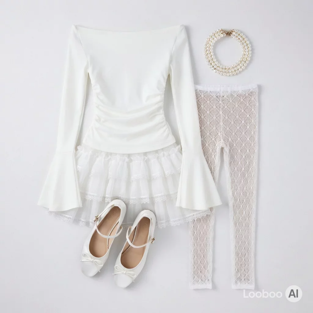 Coquette Weißes Rüschen-Ballett-Outfit 80