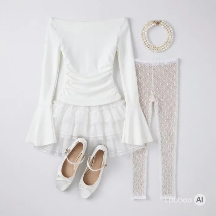 Coquette White Ruffle Ballet Outfit