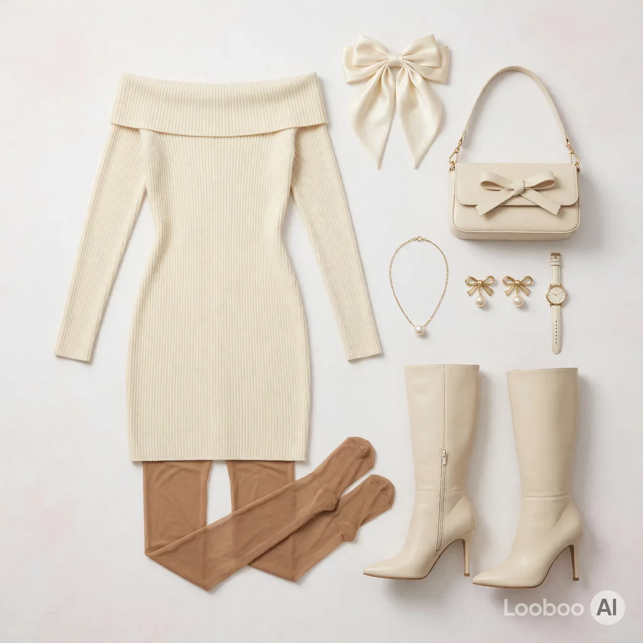 Coquette Cream Knit Dress Ensemble