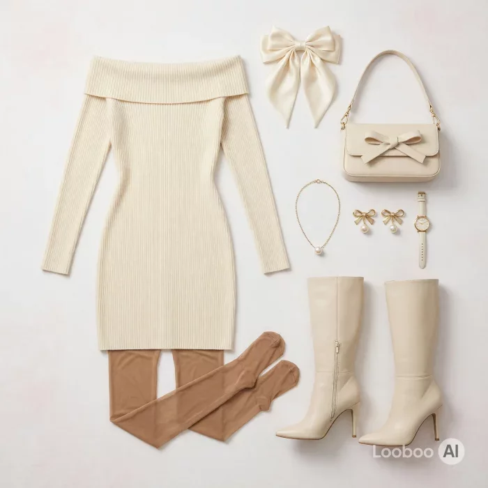 Coquette Cream Knit Dress Ensemble