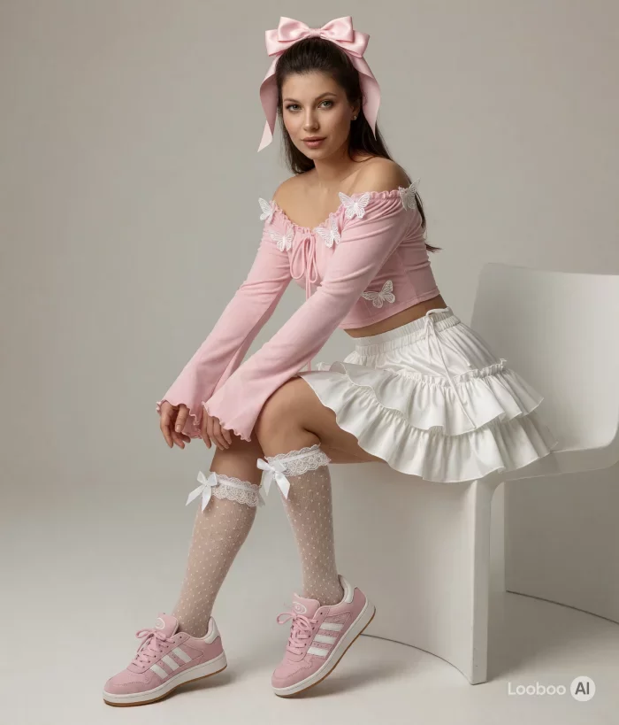 Look coquette rose papillon 60