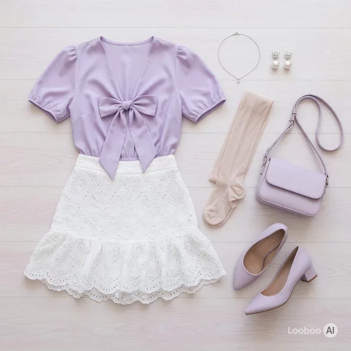 Falda Coquette Lavanda con Lazo y Encaje 20
