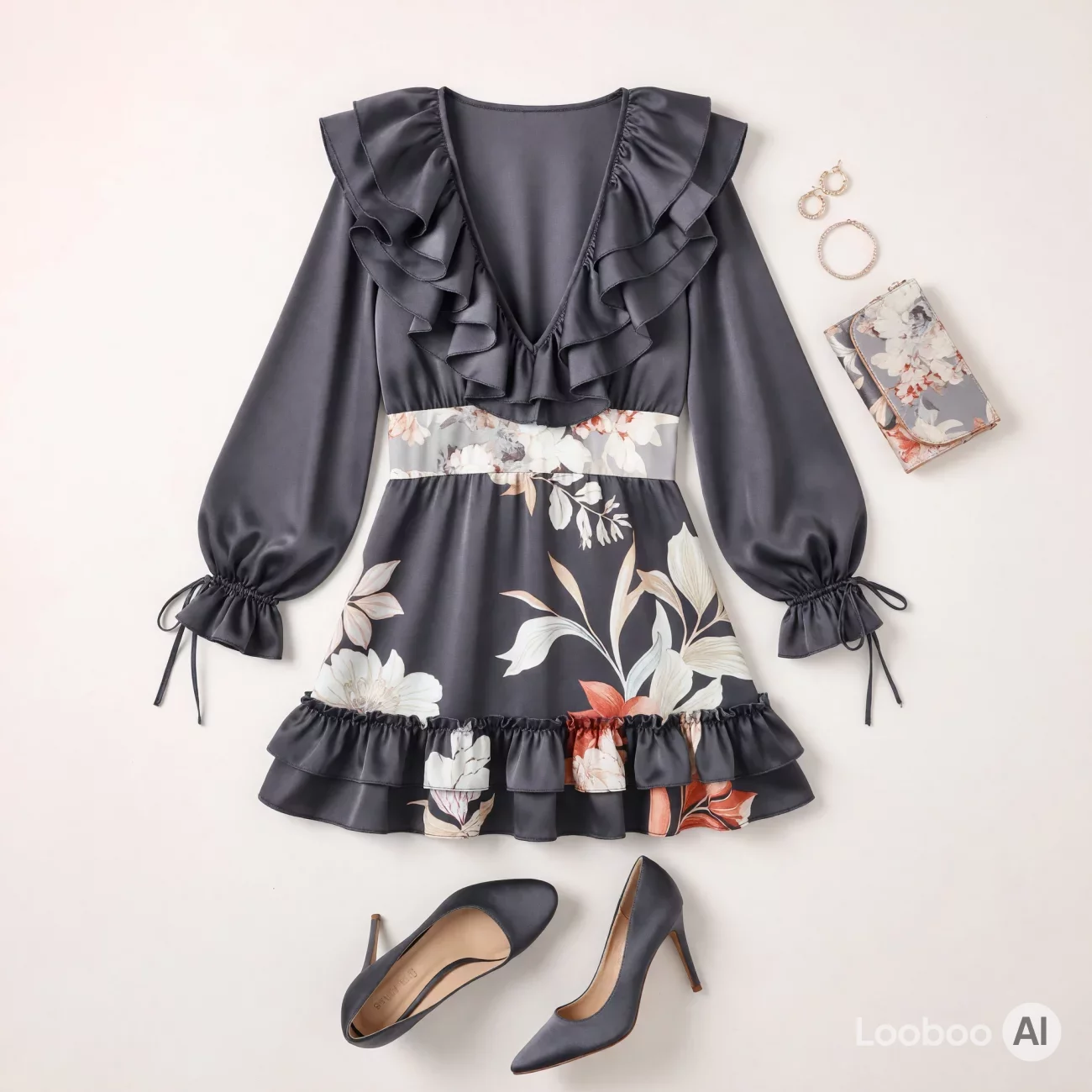 Romantic Ruffled Floral Mini Dress