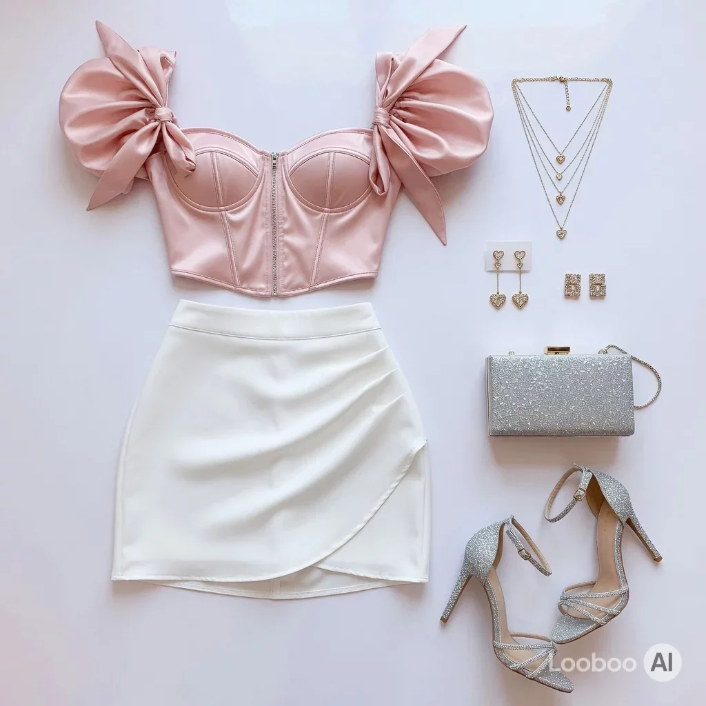 Blush Pink Corset & Ivory Drape Date Night ✨