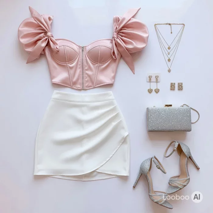 Blush Pink Corset & Ivory Drape Date Night ✨