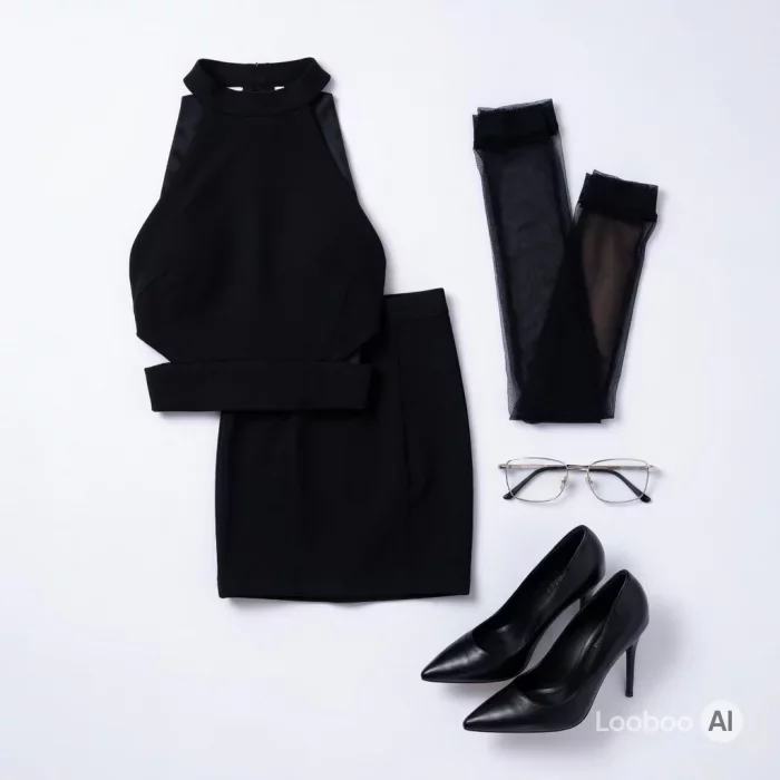 Monochrome Office Cut-Out Halter Ensemble
