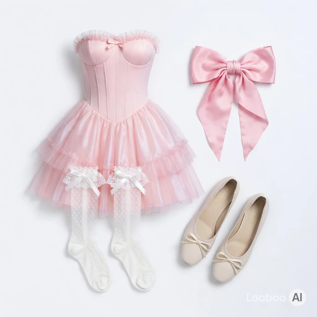 Look Coquette de Vestido Mini Rosa Pastel 20