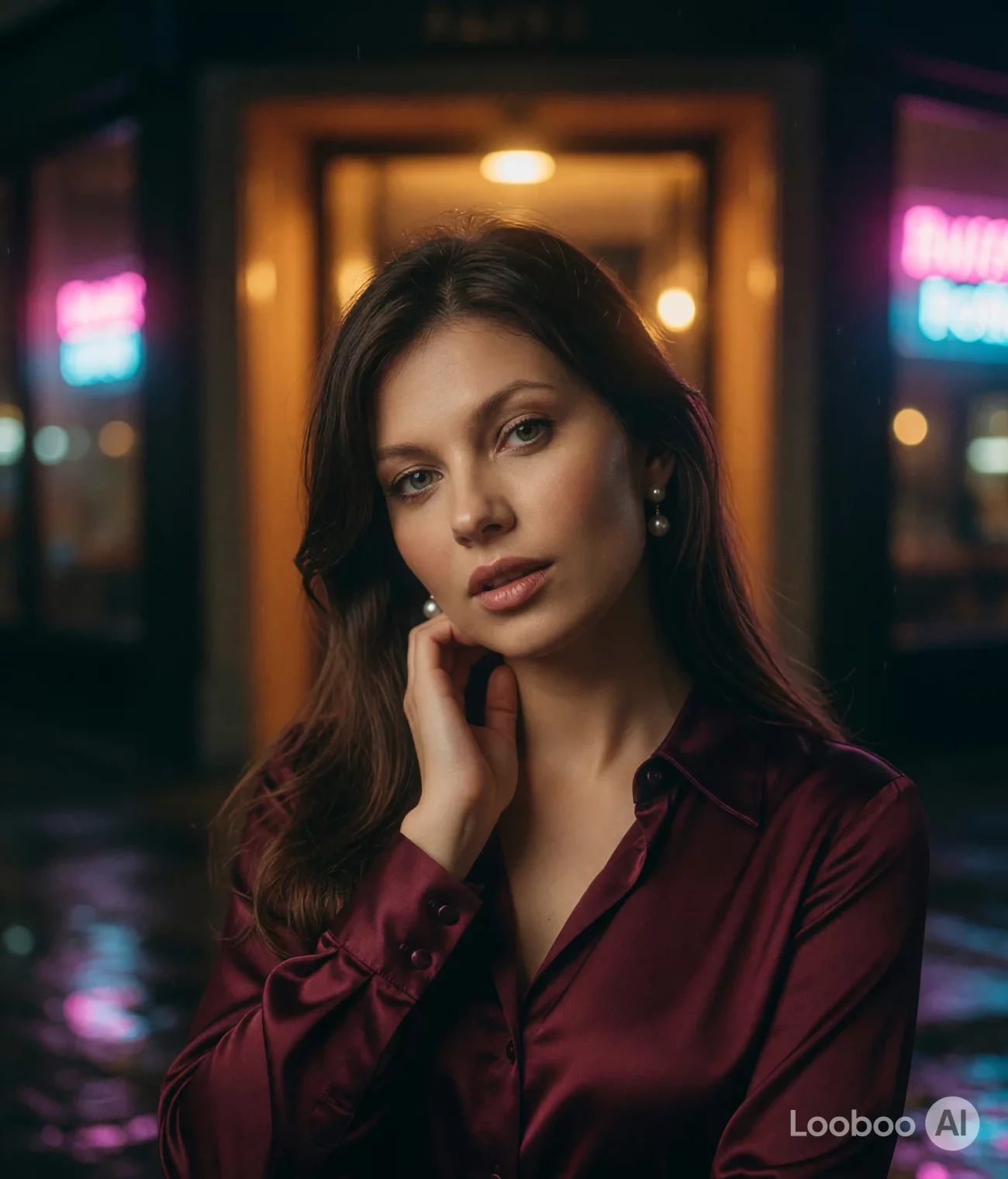 Romantic Burgundy Satin Ruffle Look 32