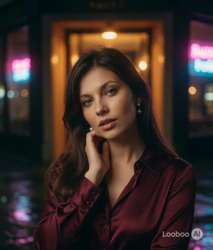 Romantic Burgundy Satin Ruffle Look 32